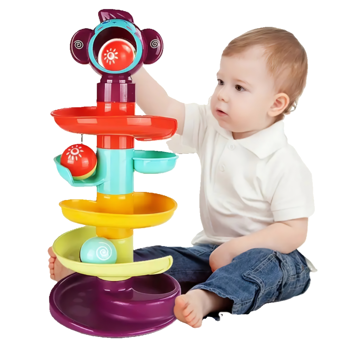Tobogán de pistas multicolor con bolas – Diversión segura para los pequeños