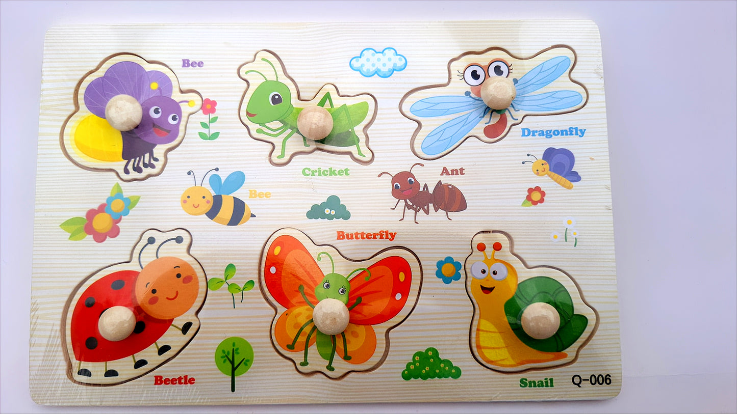 Didáctico de madera con pines - Juguete educativo – Insectos del jardín