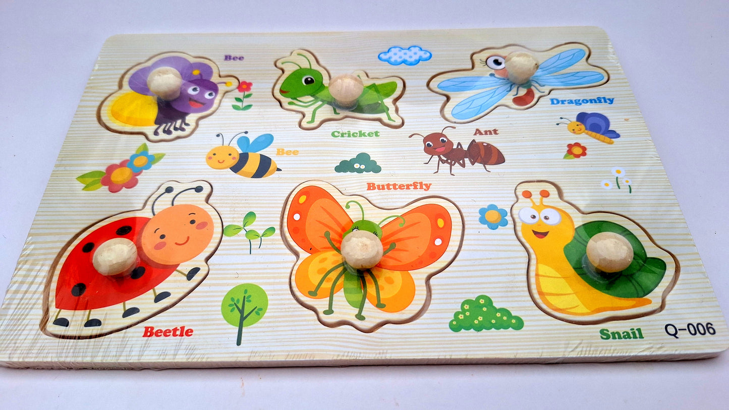 Didáctico de madera con pines - Juguete educativo – Insectos del jardín