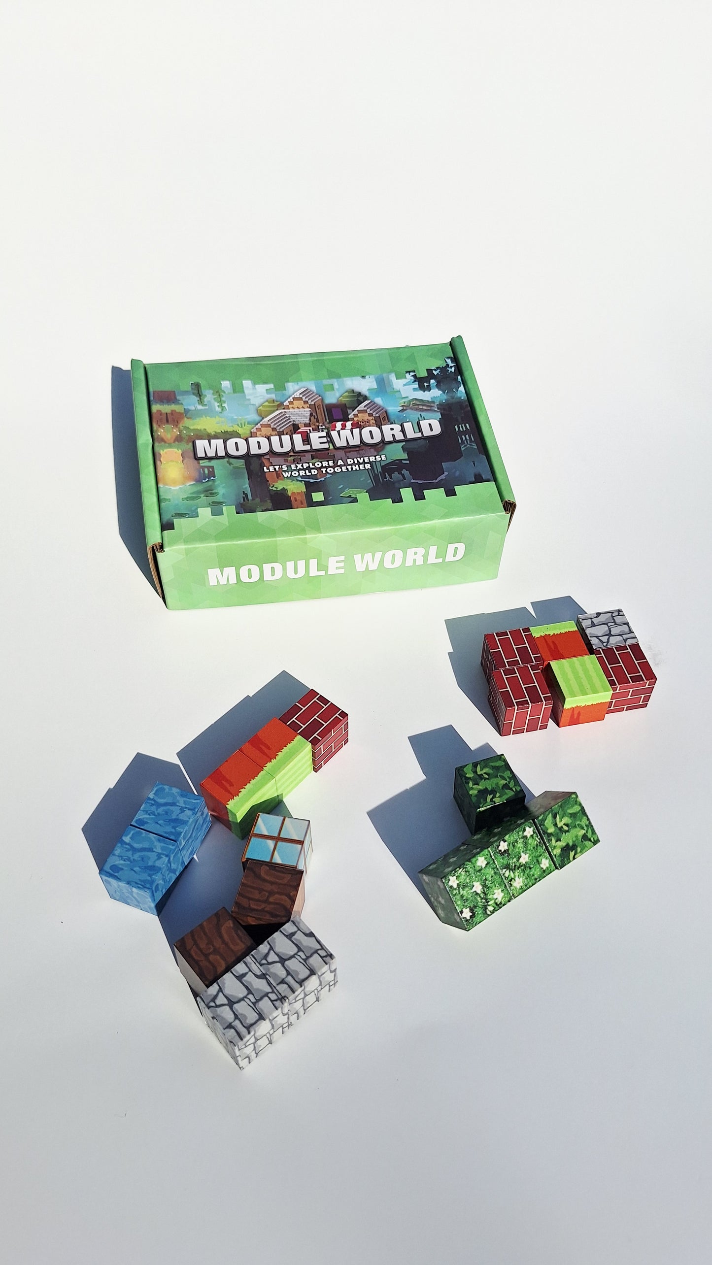 Set creativo cubos magnéticos “Mundo Modular” – Inspirado en Minecraft - 20 piezas magnéticas