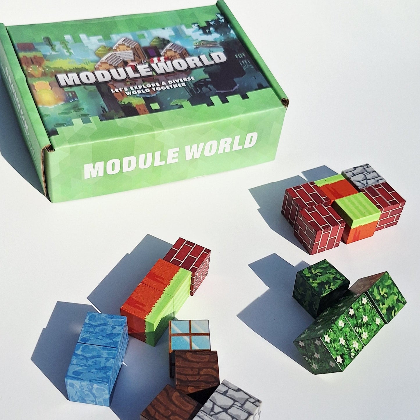 Set creativo cubos magnéticos “Mundo Modular” – Inspirado en Minecraft - 20 piezas magnéticas