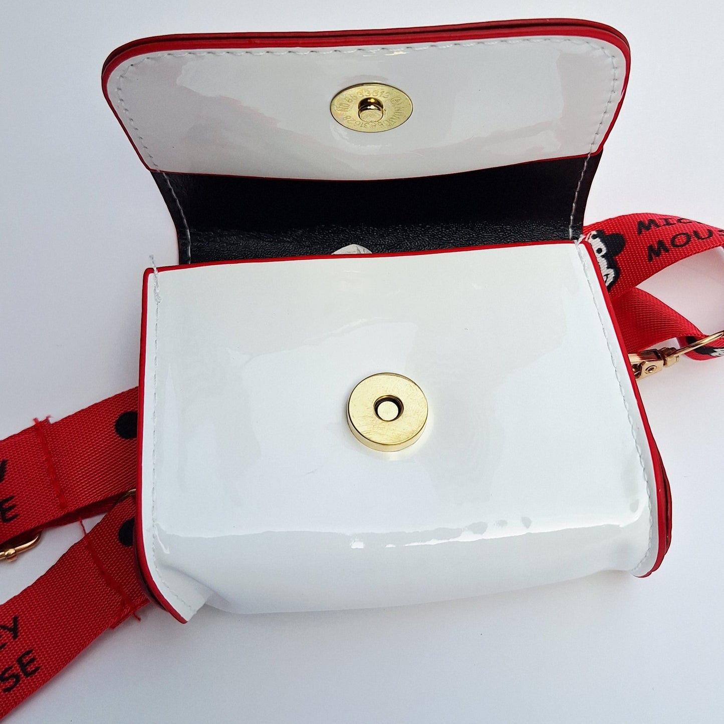 Mini bolso / porta celular Mickey y Minnie Mouse con correa