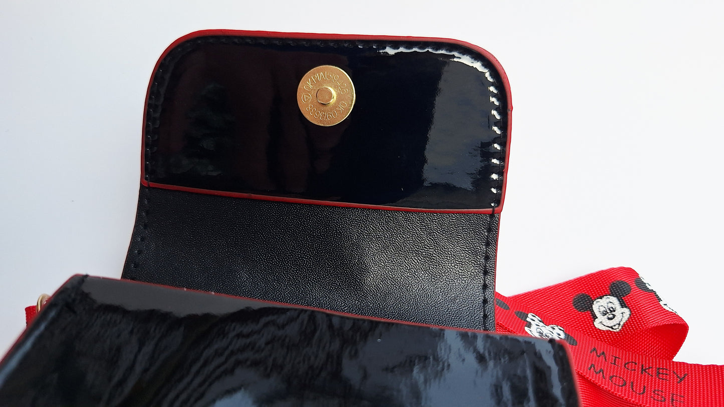 Mini bolso / porta celular Mickey y Minnie Mouse con correa
