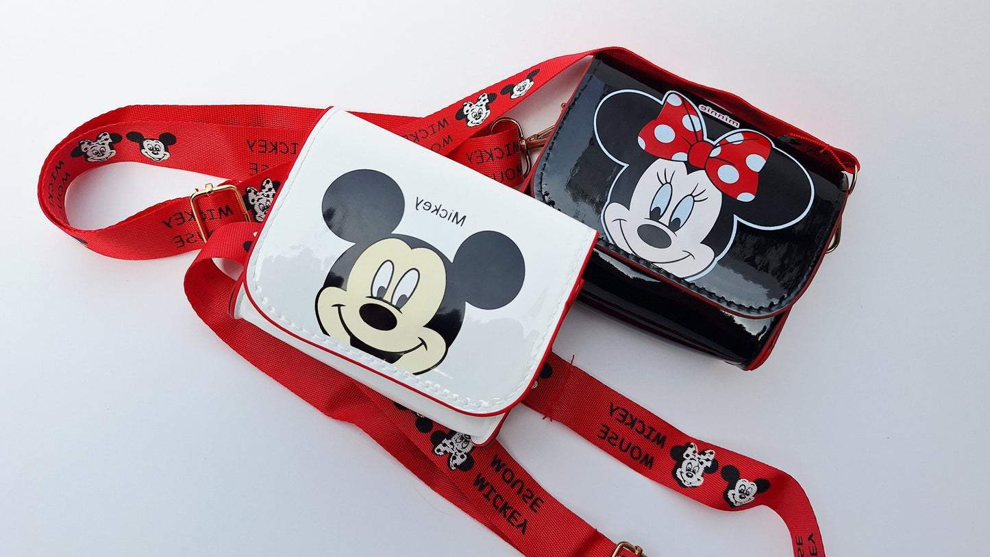 Mini bolso / porta celular Mickey y Minnie Mouse con correa