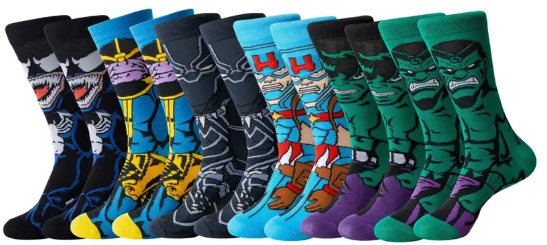 Calcetines Marvel estilo geek | Iron Man, Deadpool, Capitán América