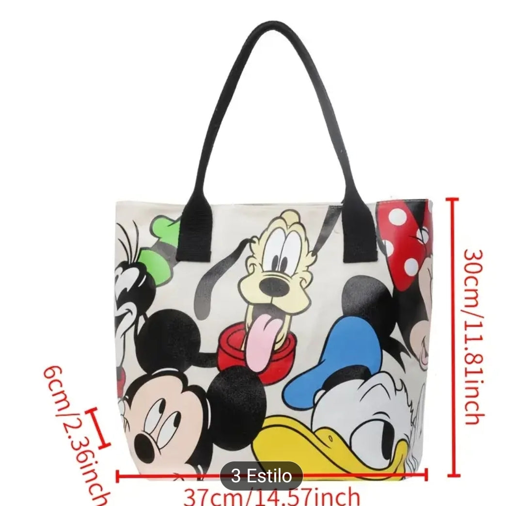 Bolso de hombro tipo Tote Personajes Disney - asas negras