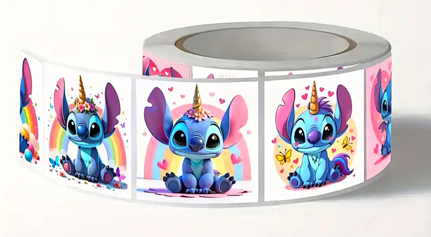 💙 Rollo de Stickers de Stitch – ¡500 Pegatinas de Pura Ternura! 🐾✨