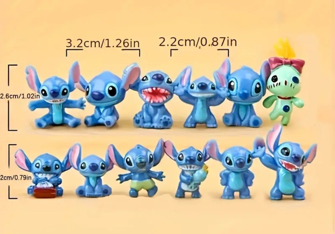 🎁 Set de 12 Figuras Coleccionables de Stitch