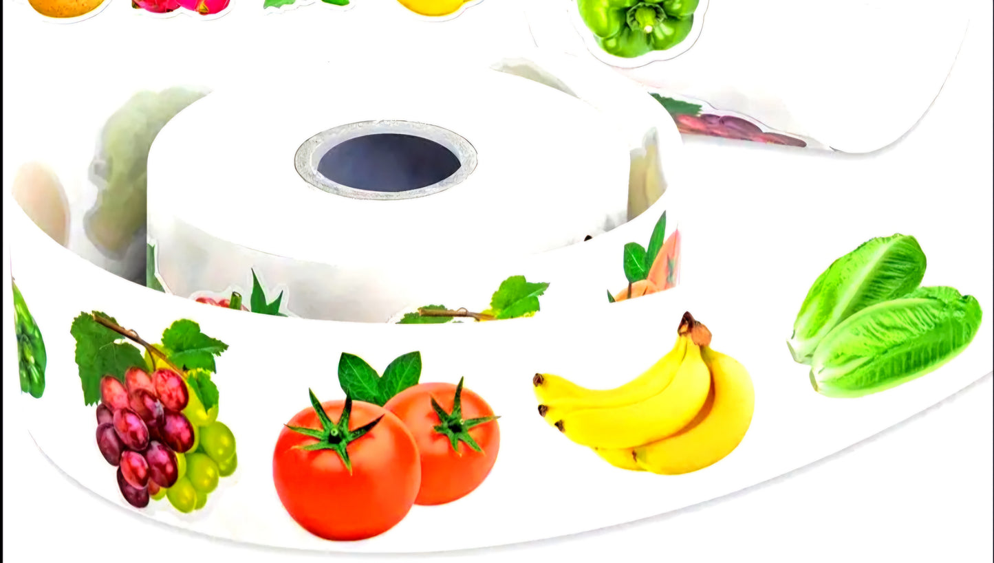 Stickers Frutas y Verduras - 500 unidades