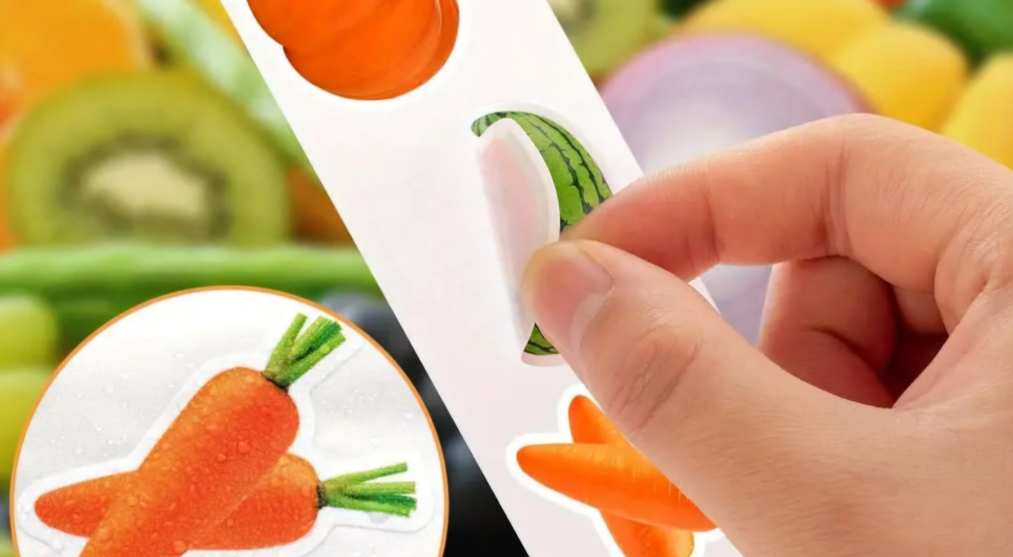 Stickers Frutas y Verduras - 500 unidades