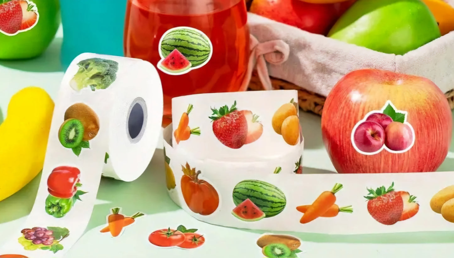 Stickers Frutas y Verduras - 500 unidades
