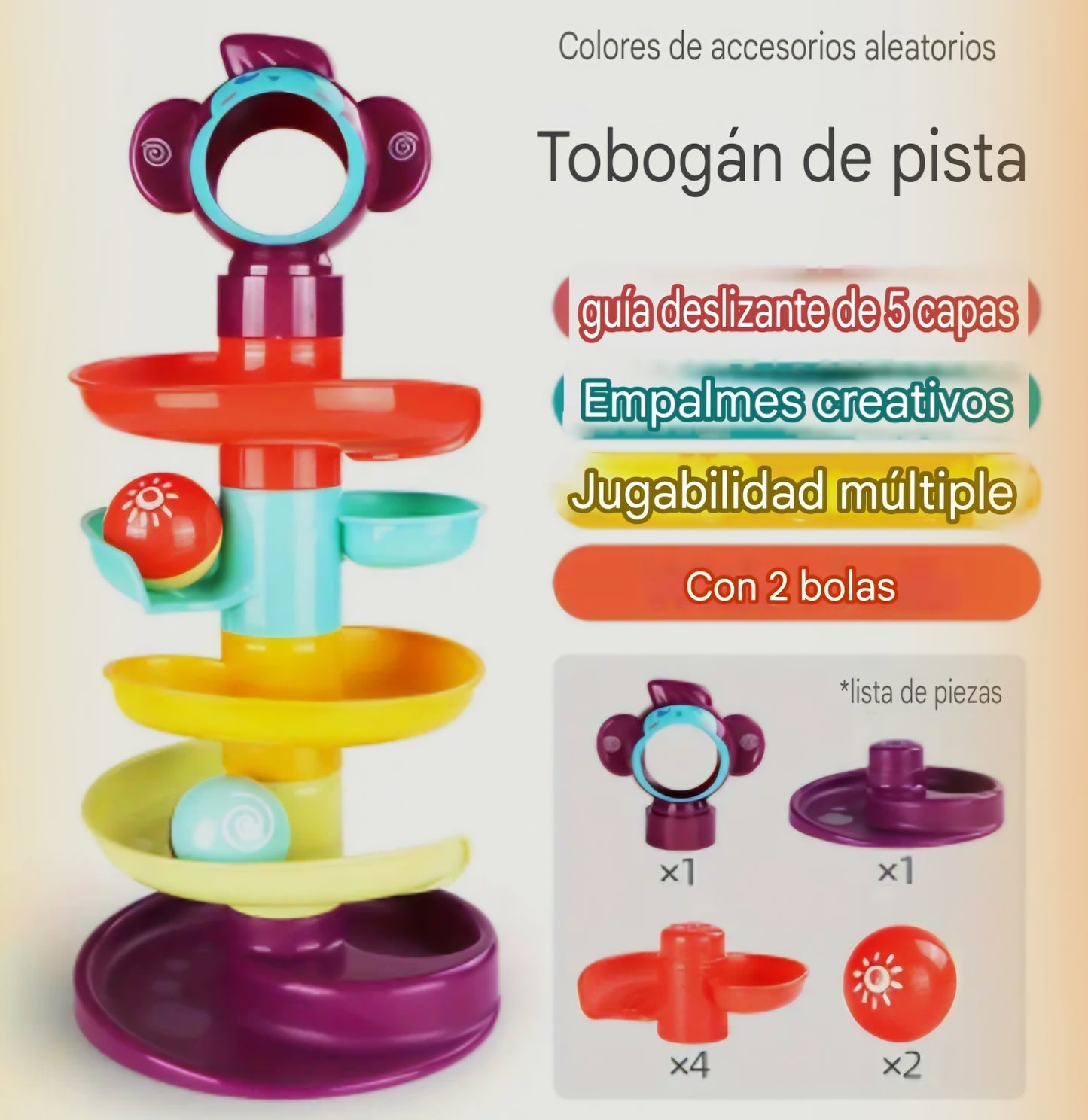 Tobogán de pistas multicolor con bolas – Diversión segura para los pequeños