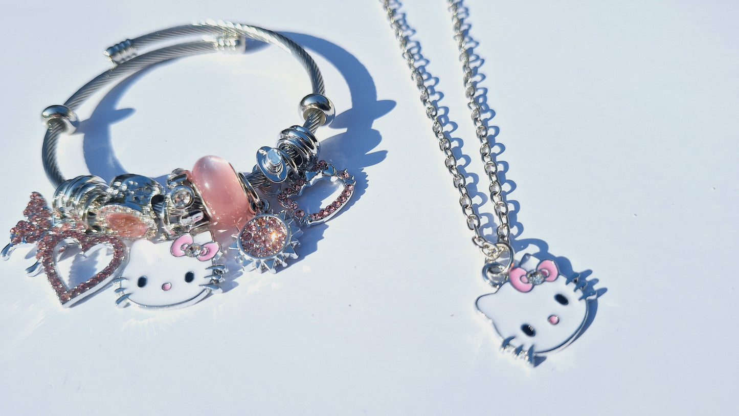 Set Hello Kitty Amor y Estilo – Pulsera + Collar