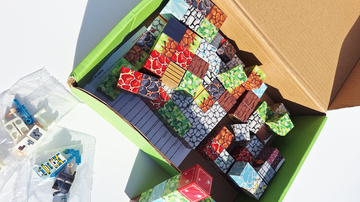 Set Creativo de Construcción “Mundo Modular” – Inspirado en Minecraft - 100 piezas magnéticas c/personajes