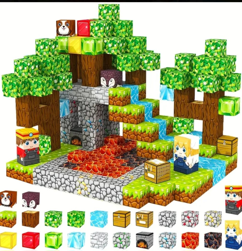 Set creativo cubos magnéticos – Inspirado en Minecraft - 50 piezas magnéticas