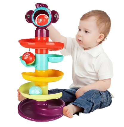 Tobogán de pistas multicolor con bolas – Diversión segura para los pequeños