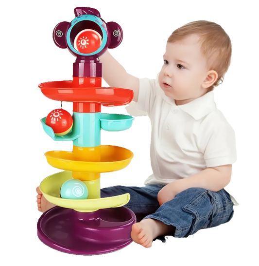 Tobogán de pistas multicolor con bolas – Diversión segura para los pequeños