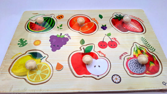 Didáctico de madera con pines - Juguete educativo – Frutas