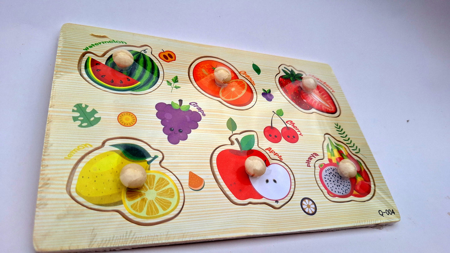Didáctico de madera con pines - Juguete educativo – Frutas