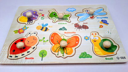 Didáctico de madera con pines - Juguete educativo – Insectos del jardín
