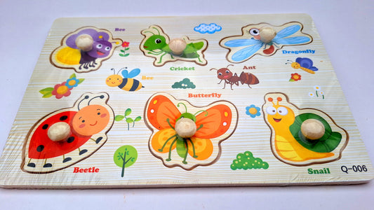Didáctico de madera con pines - Juguete educativo – Insectos del jardín