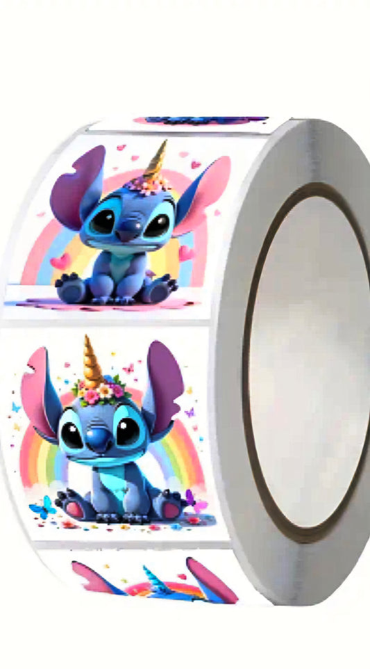 💙 Rollo de Stickers de Stitch – ¡500 Pegatinas de Pura Ternura! 🐾✨