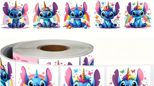 💙 Rollo de Stickers de Stitch – ¡500 Pegatinas de Pura Ternura! 🐾✨