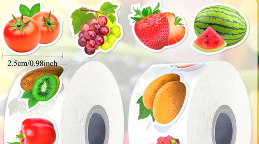 Stickers Frutas y Verduras - 500 unidades