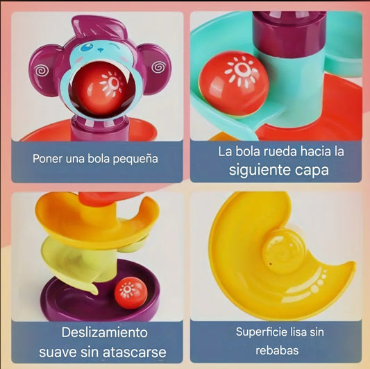 Tobogán de pistas multicolor con bolas – Diversión segura para los pequeños