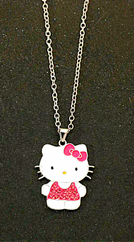 Collar colgante de Hello Kitty con cristales rosados
