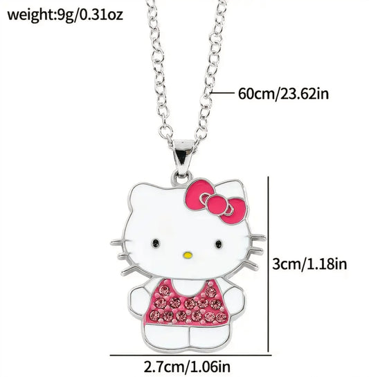 Collar colgante de Hello Kitty con cristales rosados