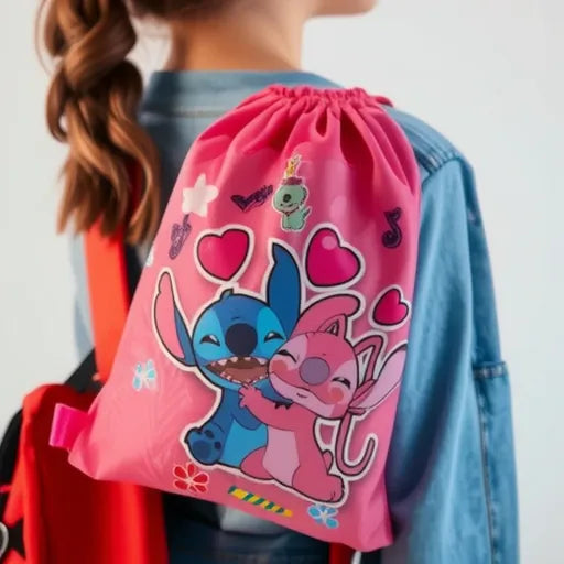 Mochila con cordón Stitch - rosado
