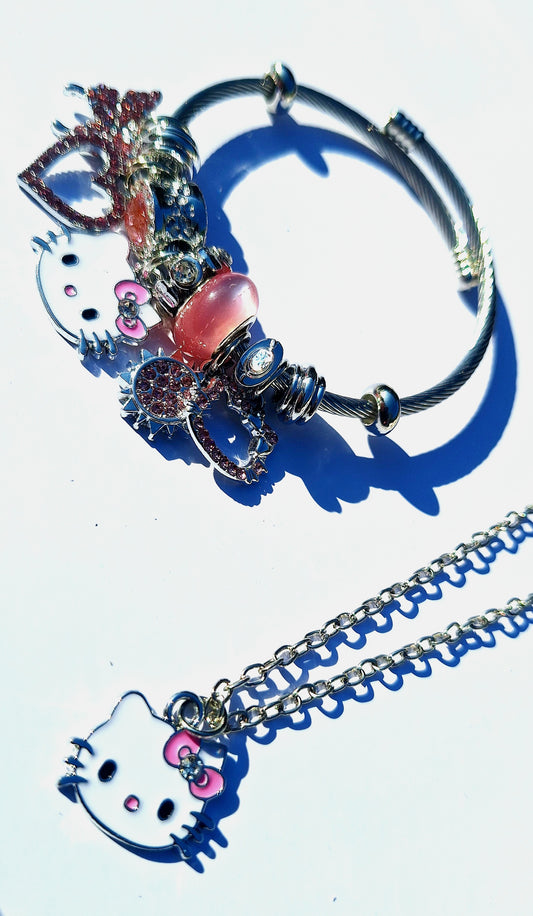 Set Hello Kitty Amor y Estilo – Pulsera + Collar